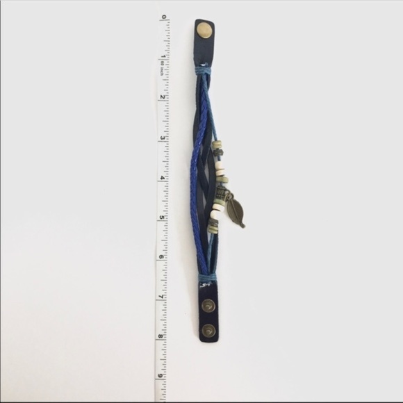 Boho Chic Blue Feather Charm Bracelet - Picture 4 of 4